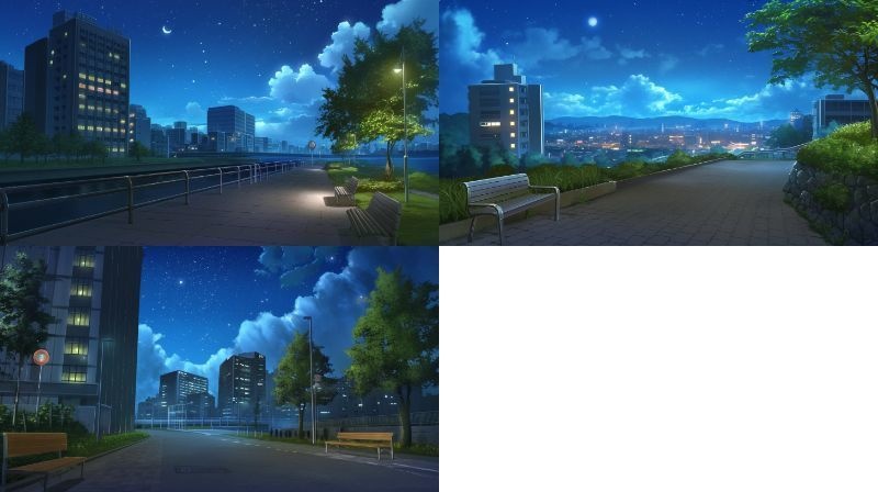 【337枚】昼・夕・夜、街中の背景イラスト【著作権フリー素材】