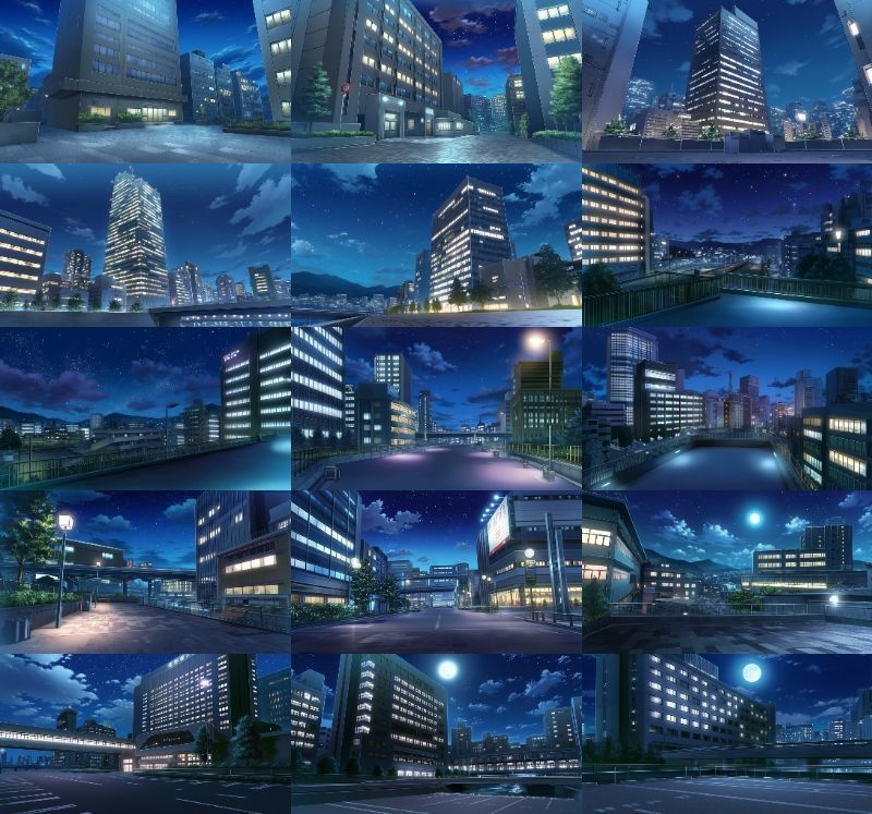 【337枚】昼・夕・夜、街中の背景イラスト【著作権フリー素材】