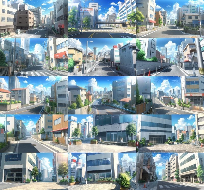 【337枚】昼・夕・夜、街中の背景イラスト【著作権フリー素材】