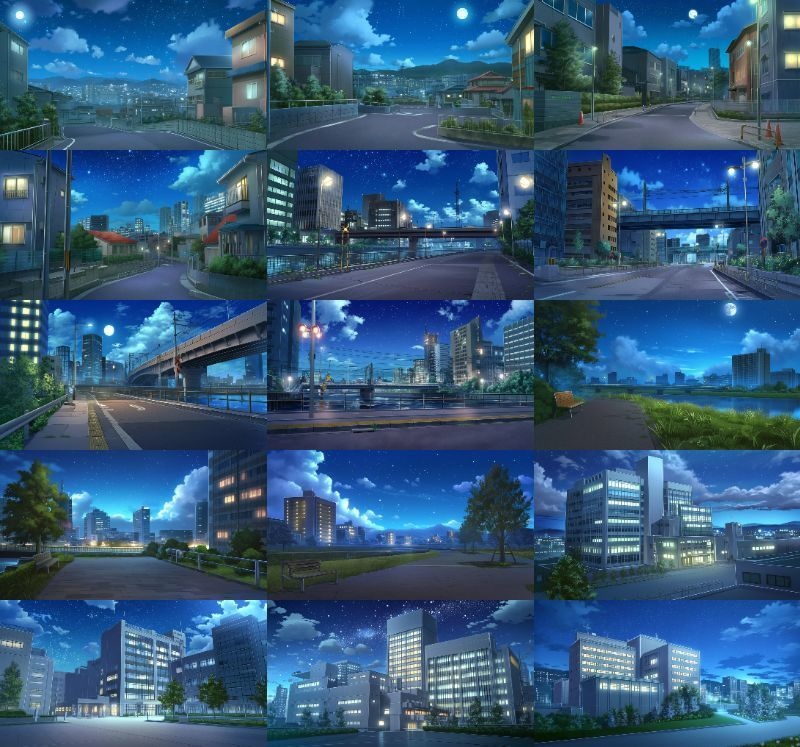 【337枚】昼・夕・夜、街中の背景イラスト【著作権フリー素材】