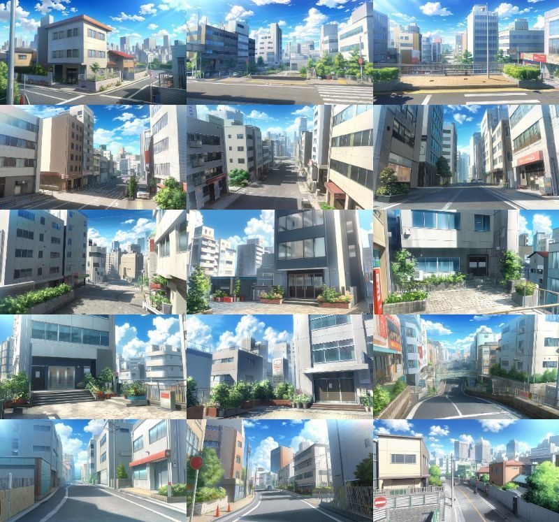 【337枚】昼・夕・夜、街中の背景イラスト【著作権フリー素材】