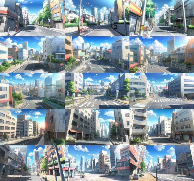 【337枚】昼・夕・夜、街中の背景イラスト【著作権フリー素材】