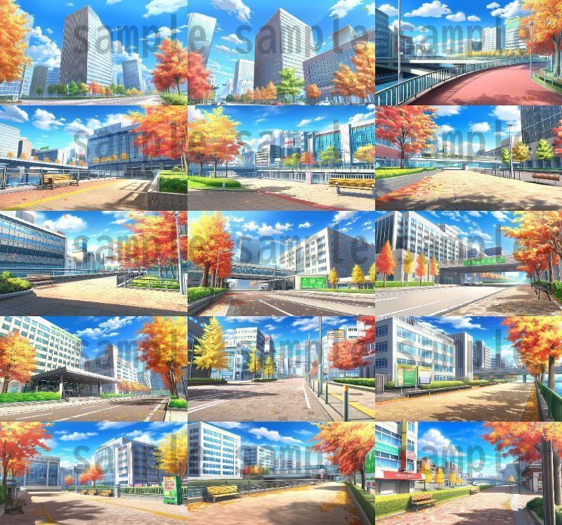 【259枚】街の風景/春夏秋冬/季節別の背景イラスト【著作権フリー素材】