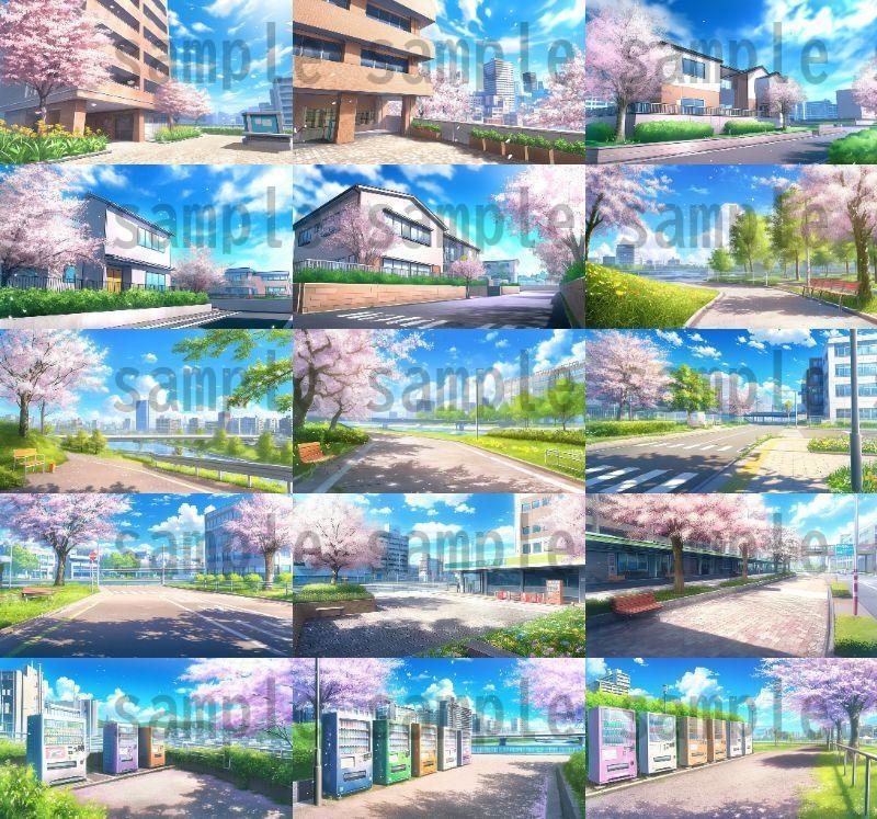 【259枚】街の風景/春夏秋冬/季節別の背景イラスト【著作権フリー素材】