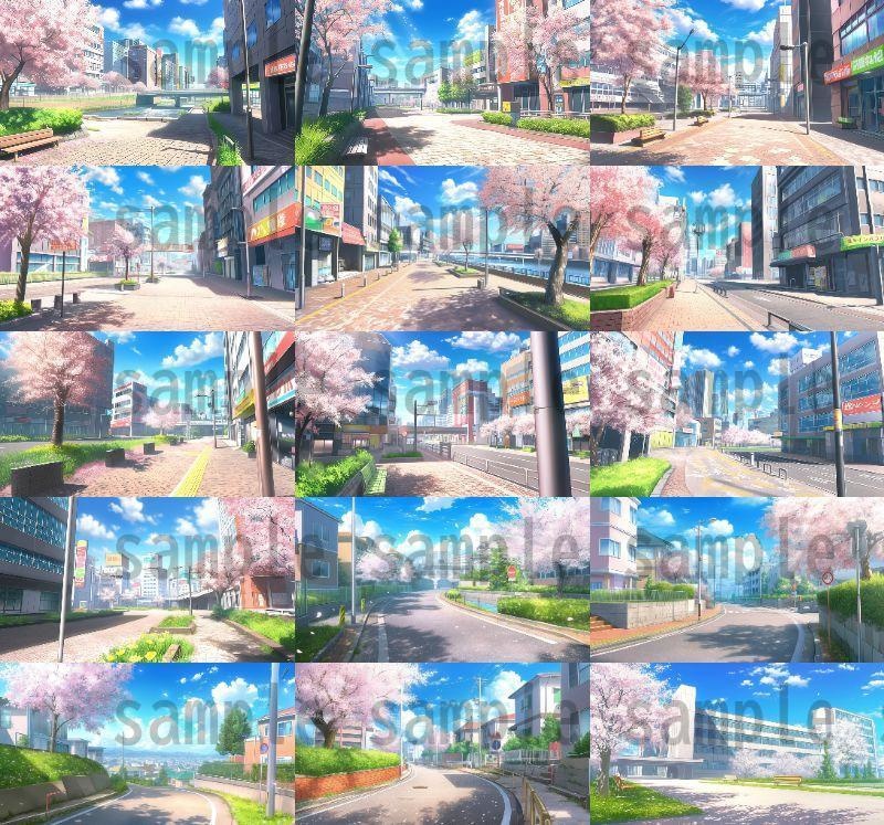 【259枚】街の風景/春夏秋冬/季節別の背景イラスト【著作権フリー素材】