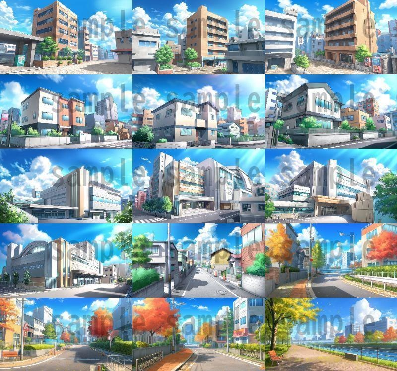 【259枚】街の風景/春夏秋冬/季節別の背景イラスト【著作権フリー素材】