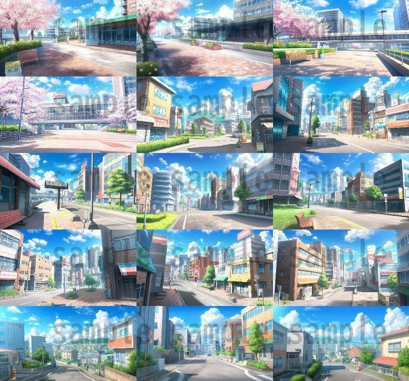 【259枚】街の風景/春夏秋冬/季節別の背景イラスト【著作権フリー素材】