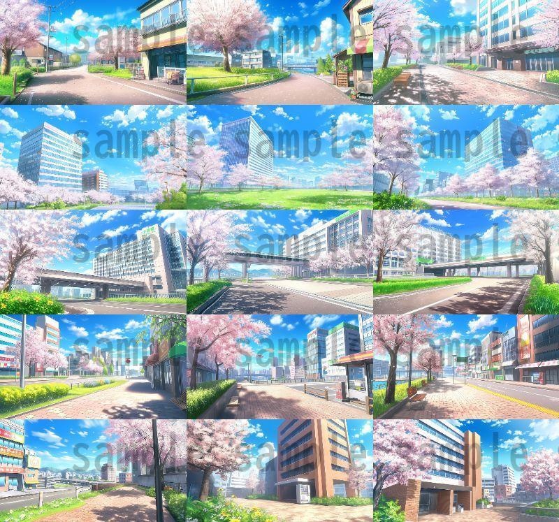 【259枚】街の風景/春夏秋冬/季節別の背景イラスト【著作権フリー素材】