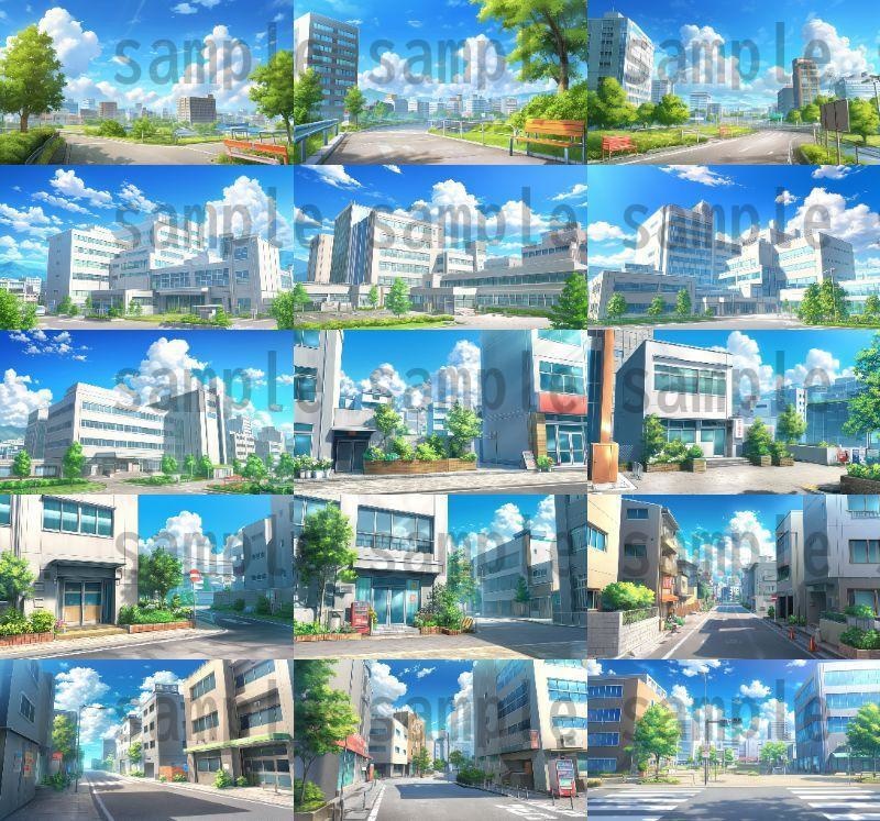 【259枚】街の風景/春夏秋冬/季節別の背景イラスト【著作権フリー素材】