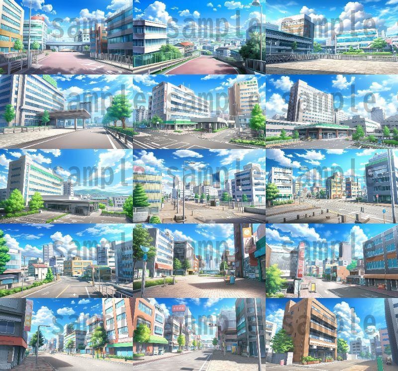 【259枚】街の風景/春夏秋冬/季節別の背景イラスト【著作権フリー素材】