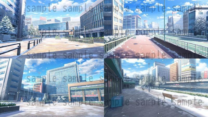 【259枚】街の風景/春夏秋冬/季節別の背景イラスト【著作権フリー素材】