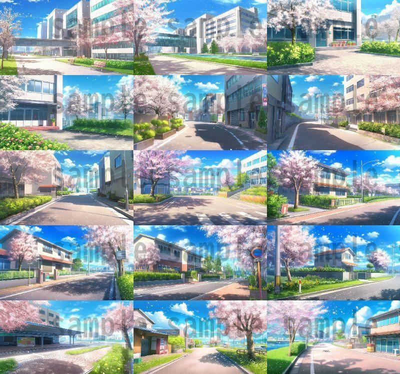 【259枚】街の風景/春夏秋冬/季節別の背景イラスト【著作権フリー素材】