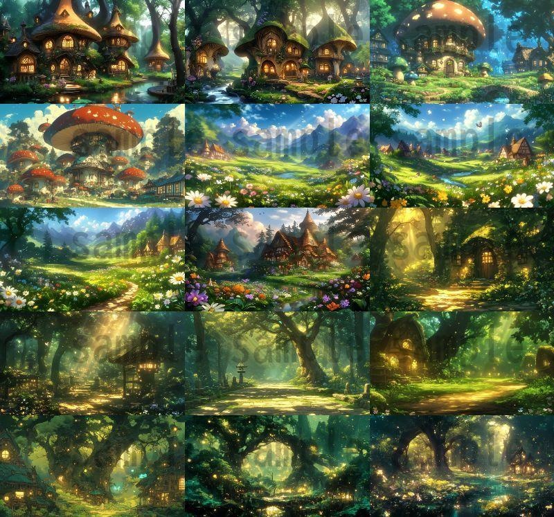 【140枚】妖精の森の背景イラスト【著作権フリー素材風景画像】