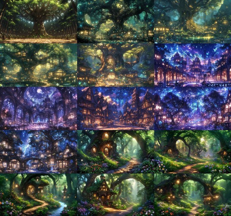 【140枚】妖精の森の背景イラスト【著作権フリー素材風景画像】