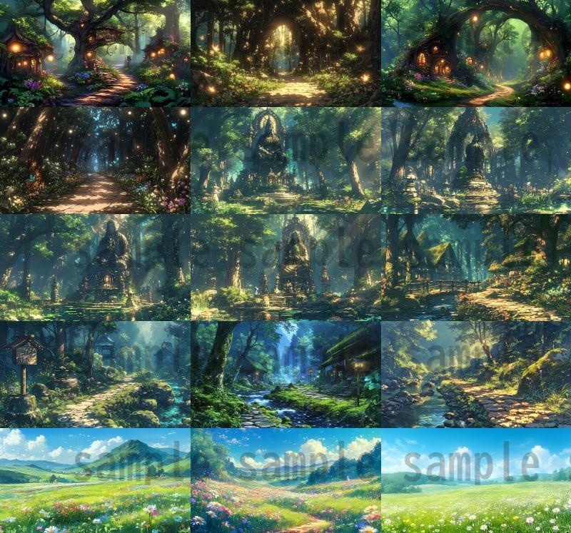 【140枚】妖精の森の背景イラスト【著作権フリー素材風景画像】