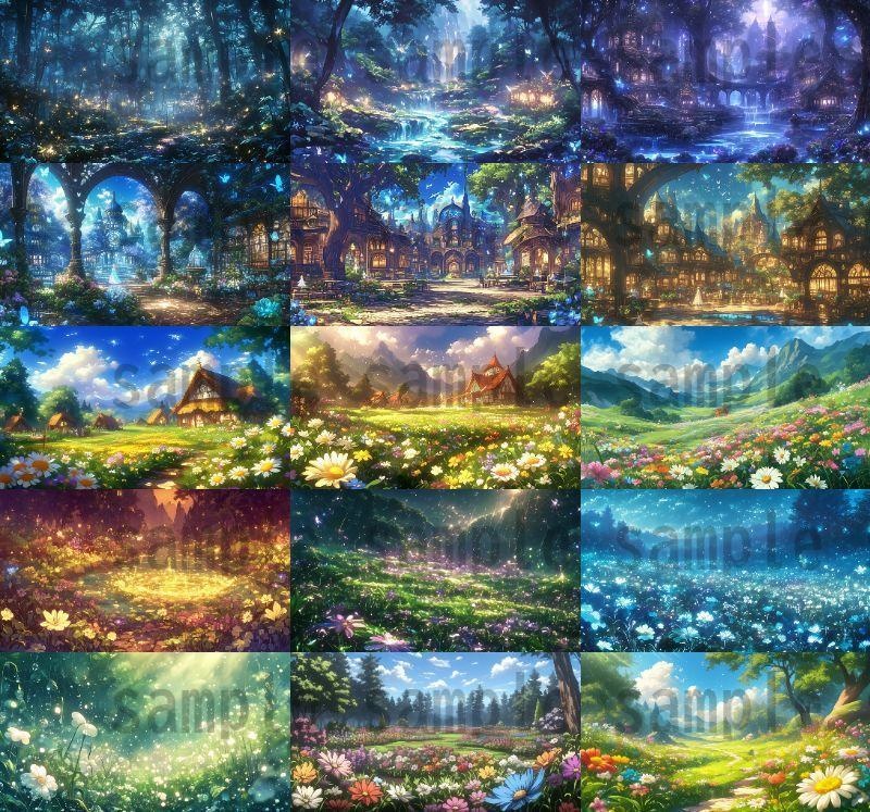 【140枚】妖精の森の背景イラスト【著作権フリー素材風景画像】