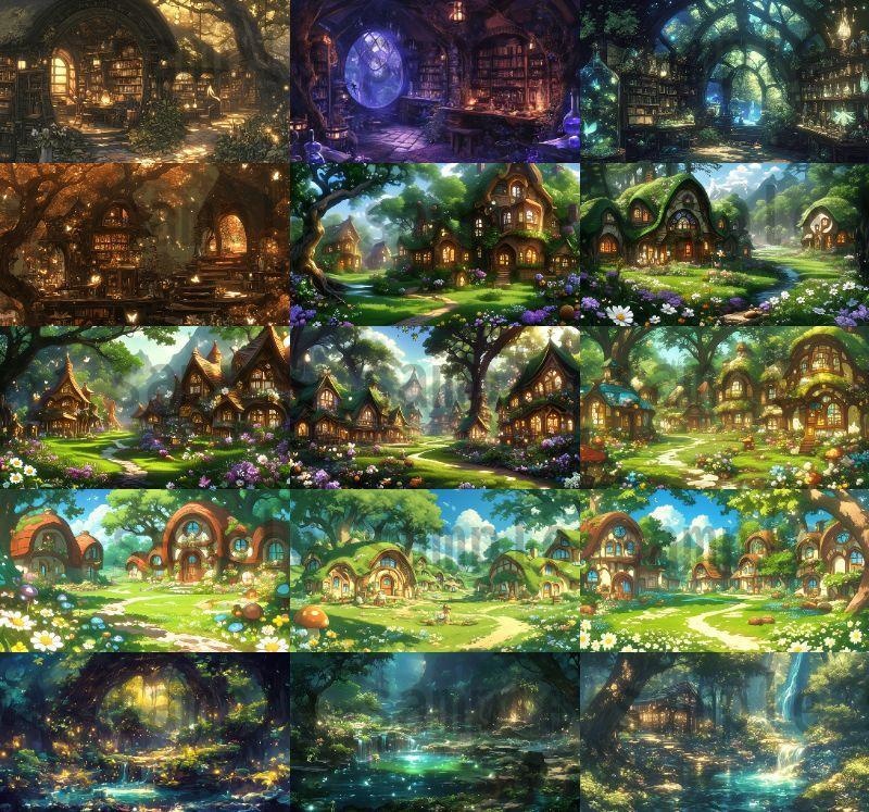 【140枚】妖精の森の背景イラスト【著作権フリー素材風景画像】