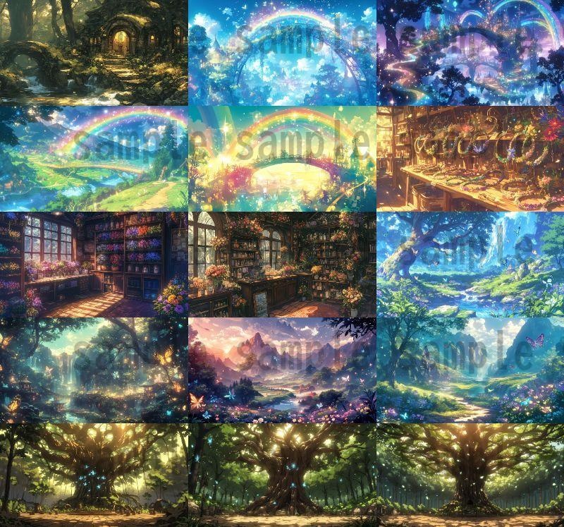 【140枚】妖精の森の背景イラスト【著作権フリー素材風景画像】