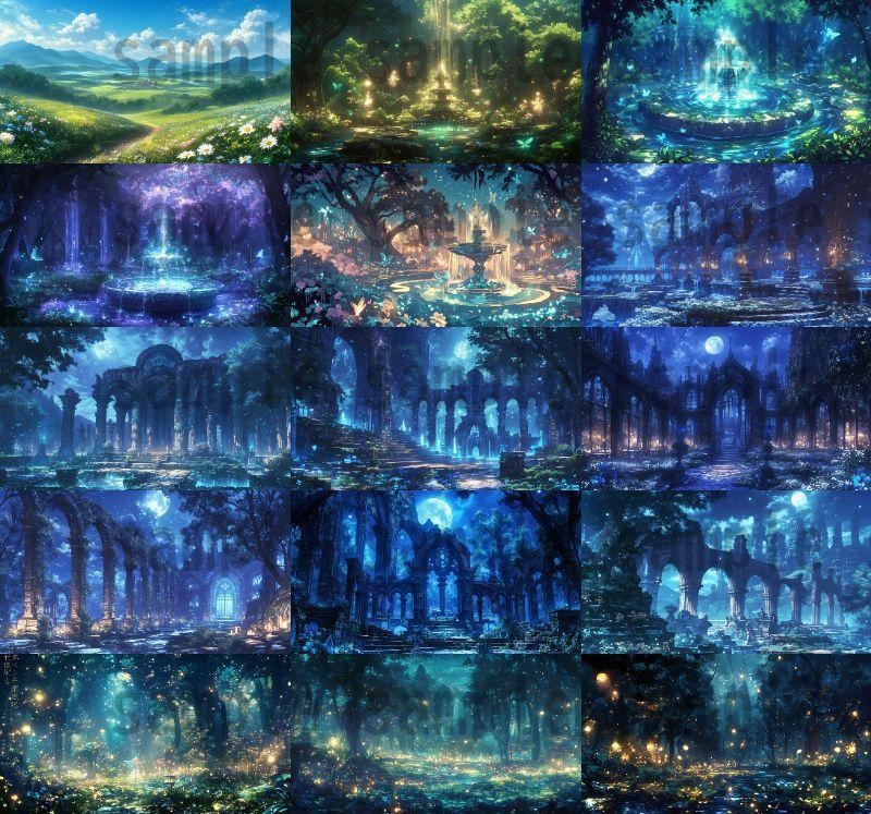 【140枚】妖精の森の背景イラスト【著作権フリー素材風景画像】