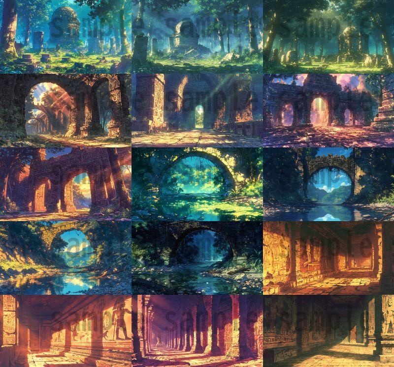 【166枚】古代文明の背景イラスト【著作権フリー素材風景画像】ファンタジーRPG