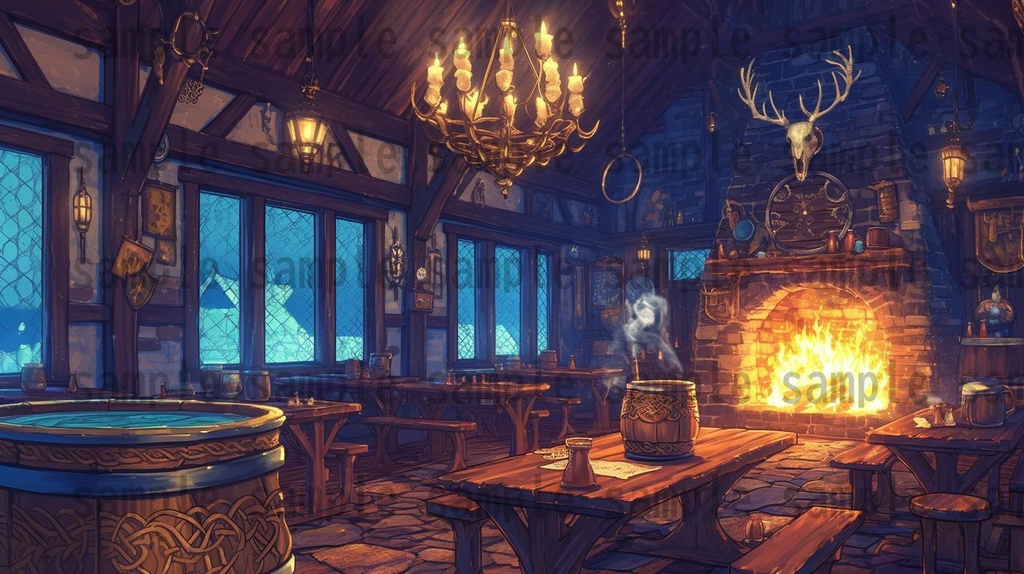 【182枚】バイキング港町の風景背景イラスト【著作権フリー素材/フリー画像】