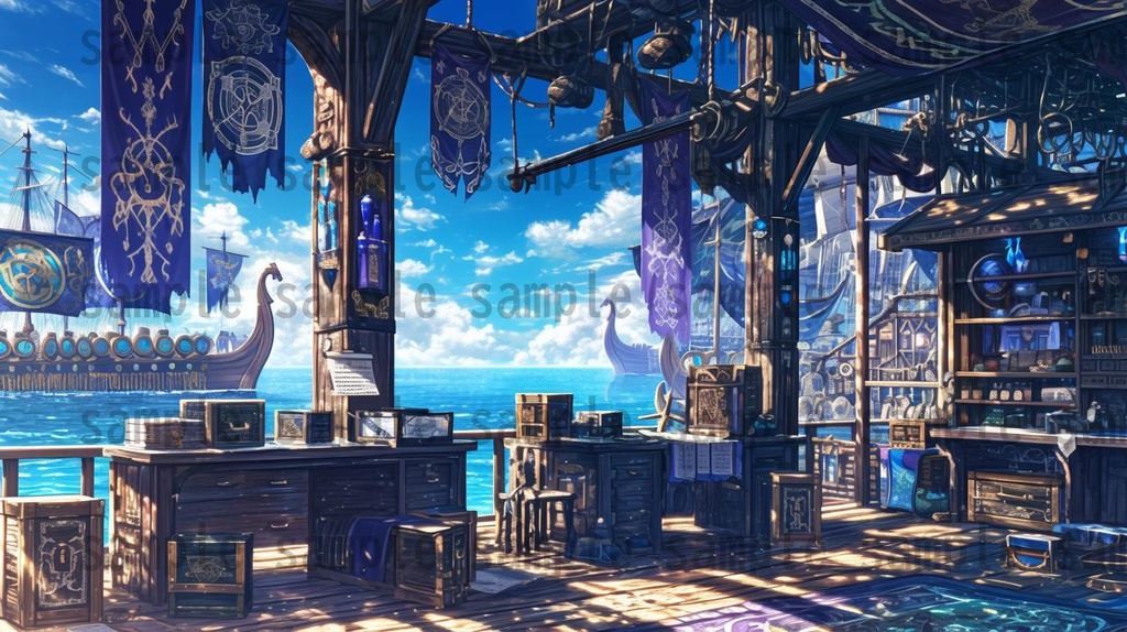 【182枚】バイキング港町の風景背景イラスト【著作権フリー素材/フリー画像】