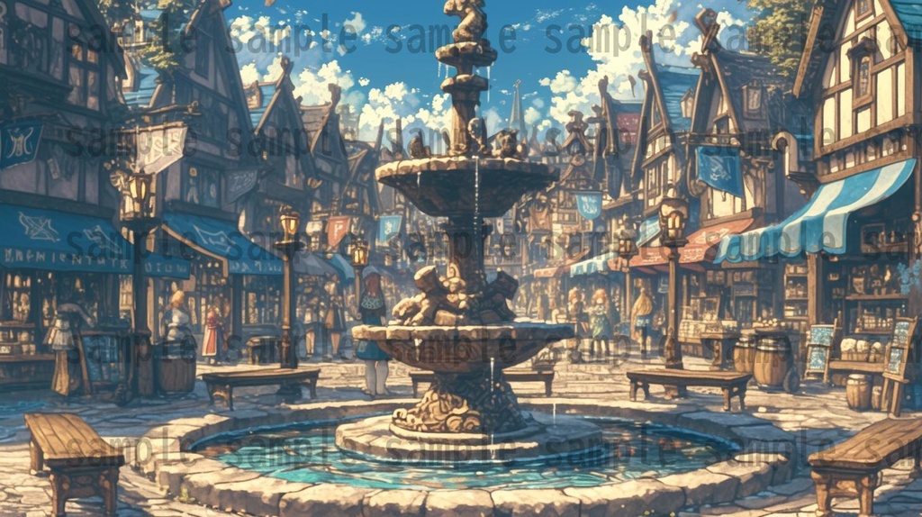 【182枚】バイキング港町の風景背景イラスト【著作権フリー素材/フリー画像】