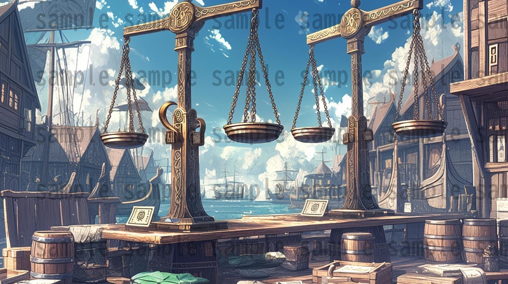 【182枚】バイキング港町の風景背景イラスト【著作権フリー素材/フリー画像】