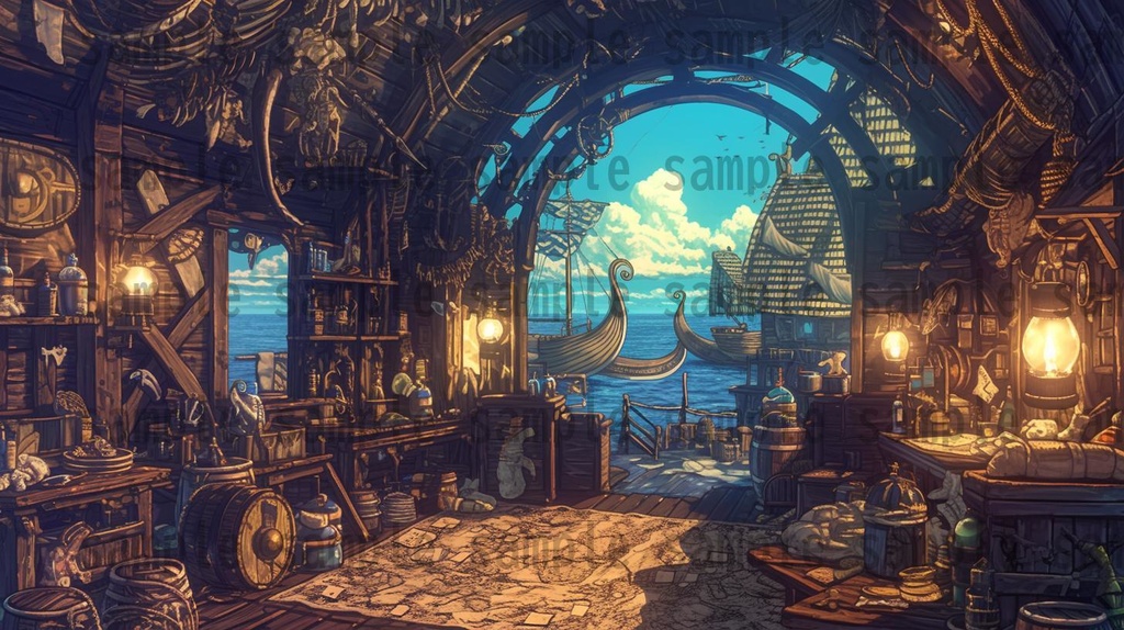 【182枚】バイキング港町の風景背景イラスト【著作権フリー素材/フリー画像】