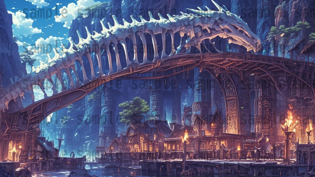 【182枚】バイキング港町の風景背景イラスト【著作権フリー素材/フリー画像】