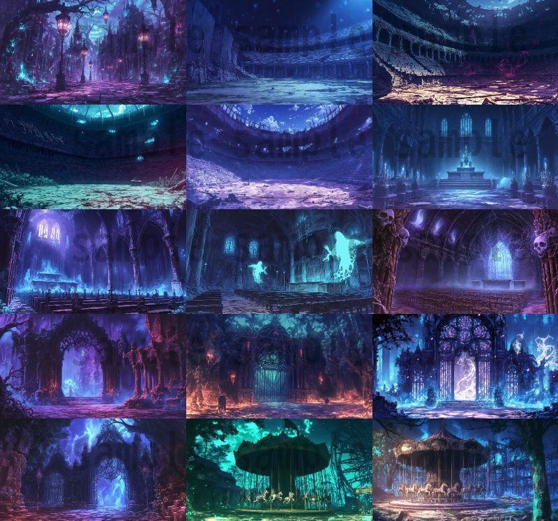 【166枚】死者の都 風景背景イラスト【著作権フリー素材】ダークファンタジー画像