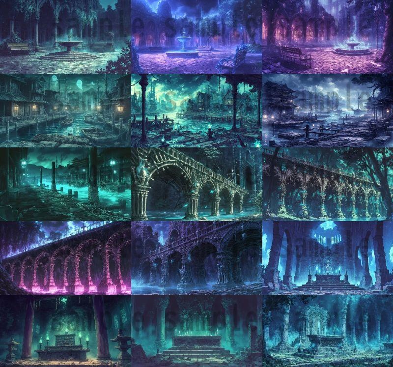 【166枚】死者の都 風景背景イラスト【著作権フリー素材】ダークファンタジー画像