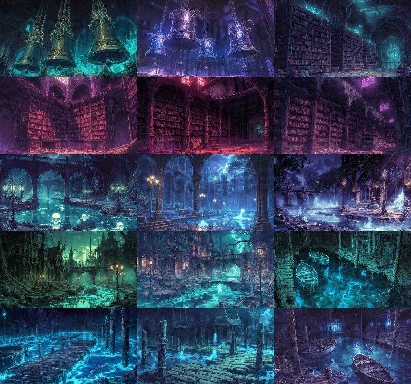 【166枚】死者の都 風景背景イラスト【著作権フリー素材】ダークファンタジー画像