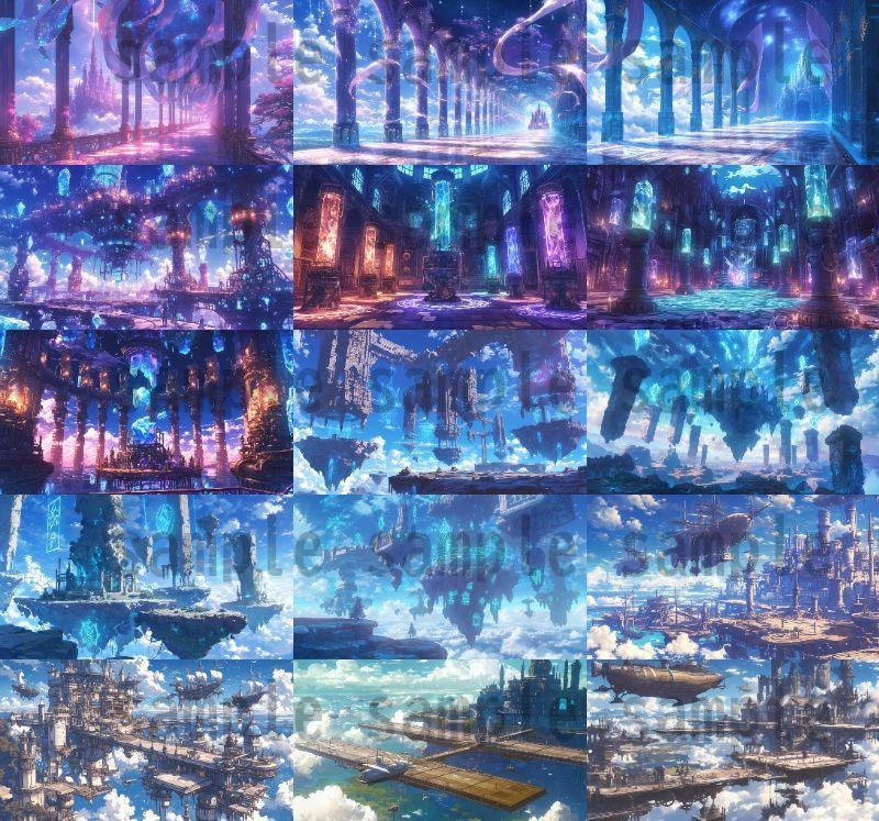 【163枚】天空城 風景背景イラスト【著作権フリー素材】ファンタジーRPG