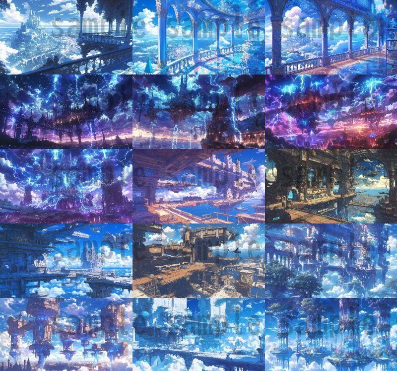 【163枚】天空城 風景背景イラスト【著作権フリー素材】ファンタジーRPG