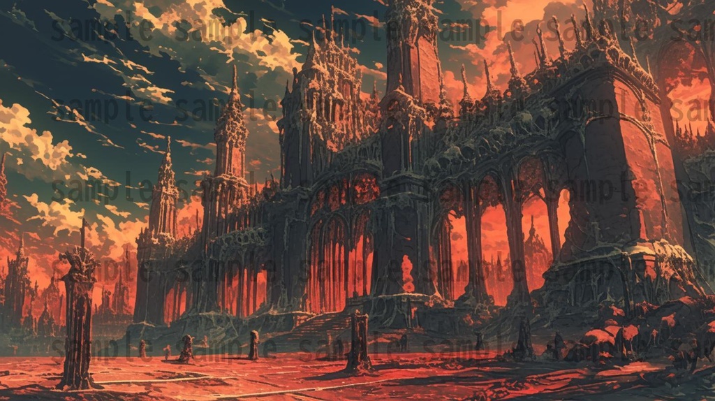 【164枚】不死城 風景背景イラスト【著作権フリー素材】ダークファンタジー・ホラー画像