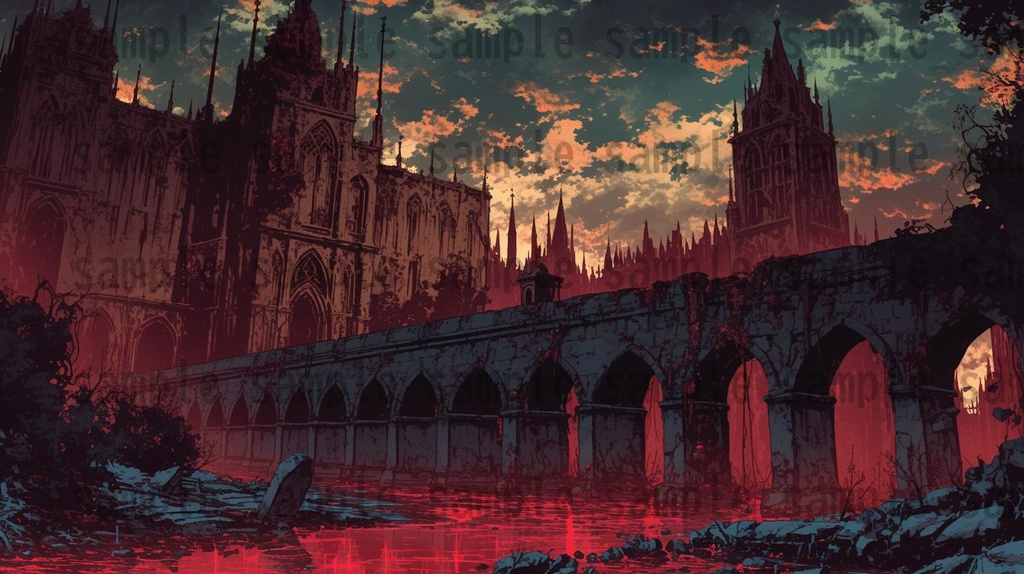 【164枚】不死城 風景背景イラスト【著作権フリー素材】ダークファンタジー・ホラー画像