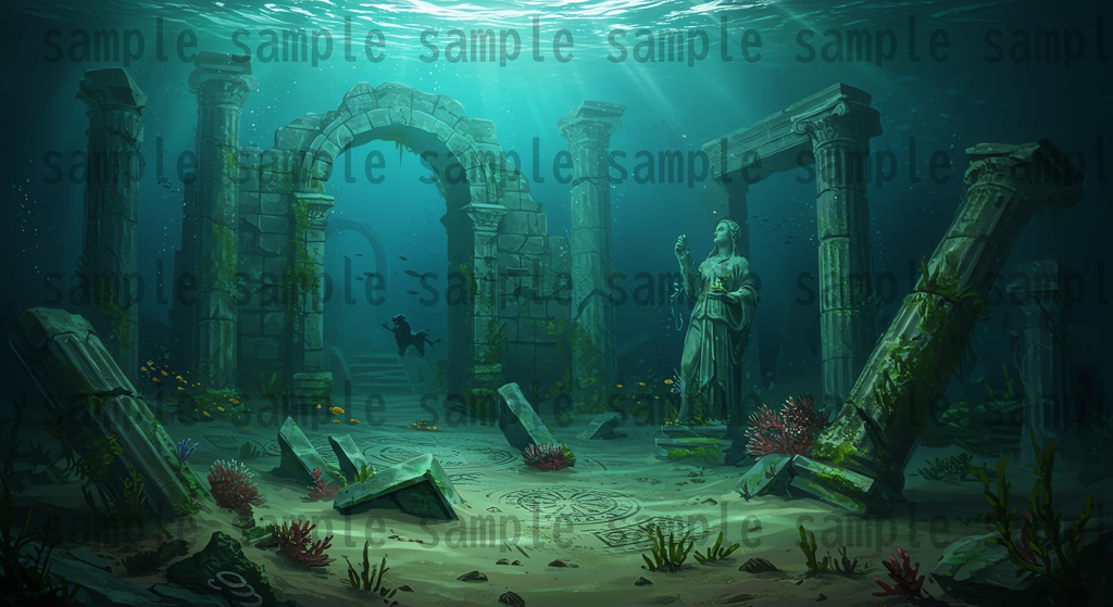 【22枚】海中都市 ファンタジー背景イラスト【著作権フリー素材】ファンタジーRPG画像