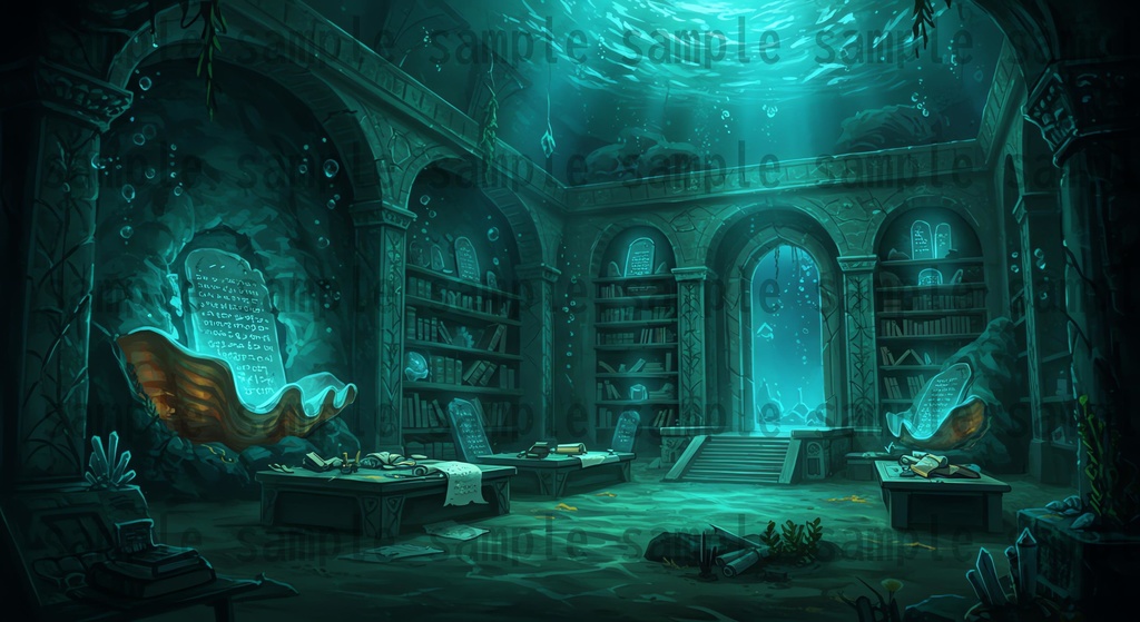 【22枚】海中都市 ファンタジー背景イラスト【著作権フリー素材】ファンタジーRPG画像