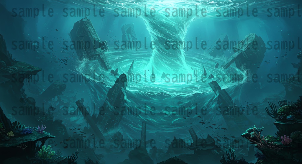 【22枚】海中都市 ファンタジー背景イラスト【著作権フリー素材】ファンタジーRPG画像