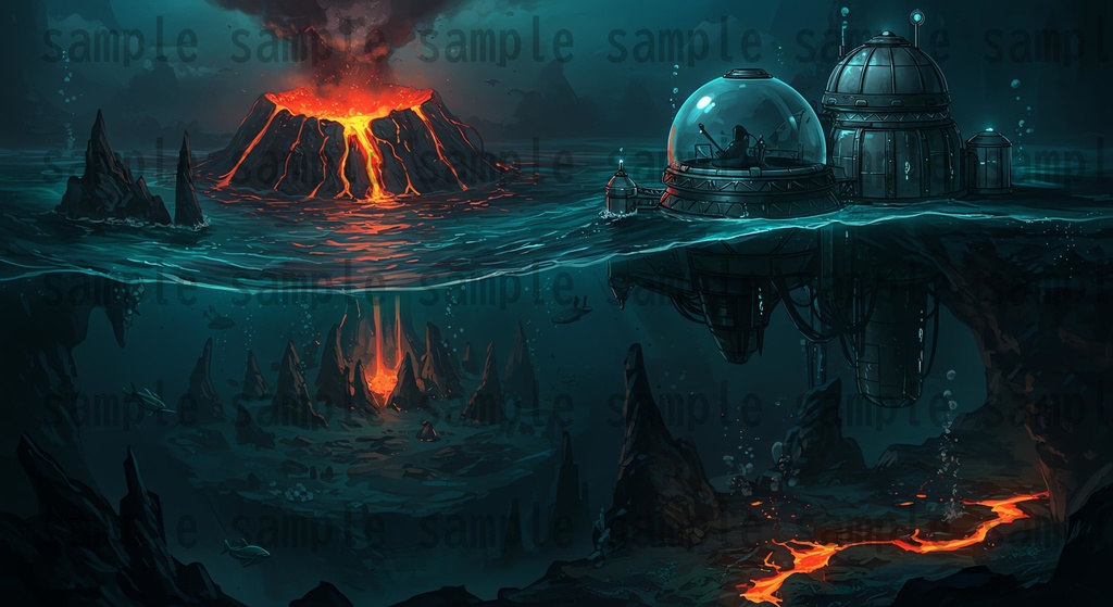 【22枚】海中都市 ファンタジー背景イラスト【著作権フリー素材】ファンタジーRPG画像