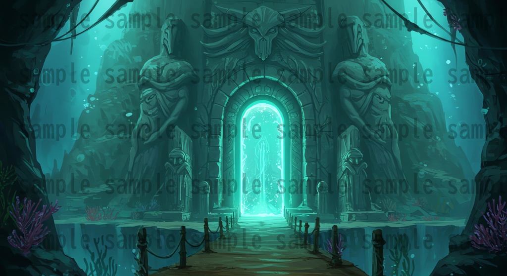 【22枚】海中都市 ファンタジー背景イラスト【著作権フリー素材】ファンタジーRPG画像