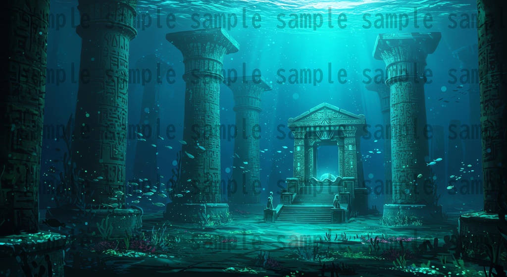 【22枚】海中都市 ファンタジー背景イラスト【著作権フリー素材】ファンタジーRPG画像