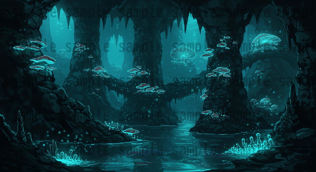 【22枚】海中都市 ファンタジー背景イラスト【著作権フリー素材】ファンタジーRPG画像