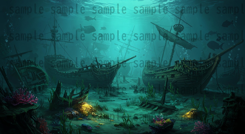 【22枚】海中都市 ファンタジー背景イラスト【著作権フリー素材】ファンタジーRPG画像