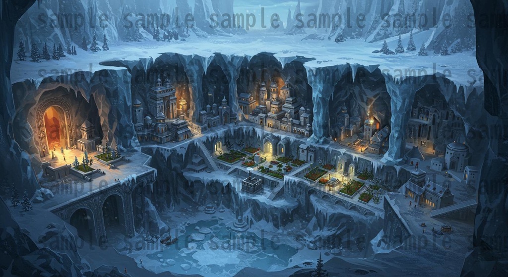 【67種類】極寒地帯 ファンタジー背景イラスト【著作権フリー素材】風景画像