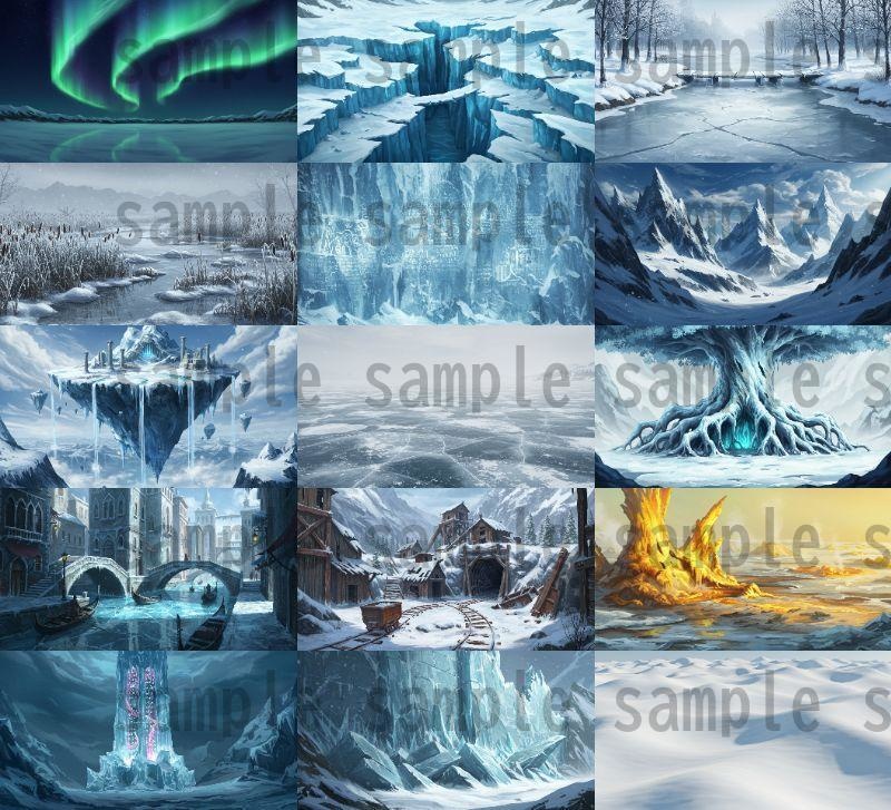 【67種類】極寒地帯 ファンタジー背景イラスト【著作権フリー素材】風景画像