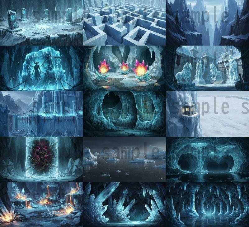 【67種類】極寒地帯 ファンタジー背景イラスト【著作権フリー素材】風景画像