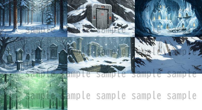 【67種類】極寒地帯 ファンタジー背景イラスト【著作権フリー素材】風景画像
