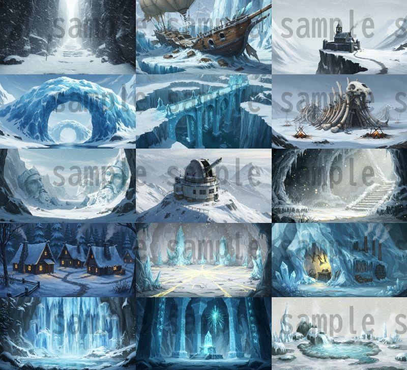 【67種類】極寒地帯 ファンタジー背景イラスト【著作権フリー素材】風景画像